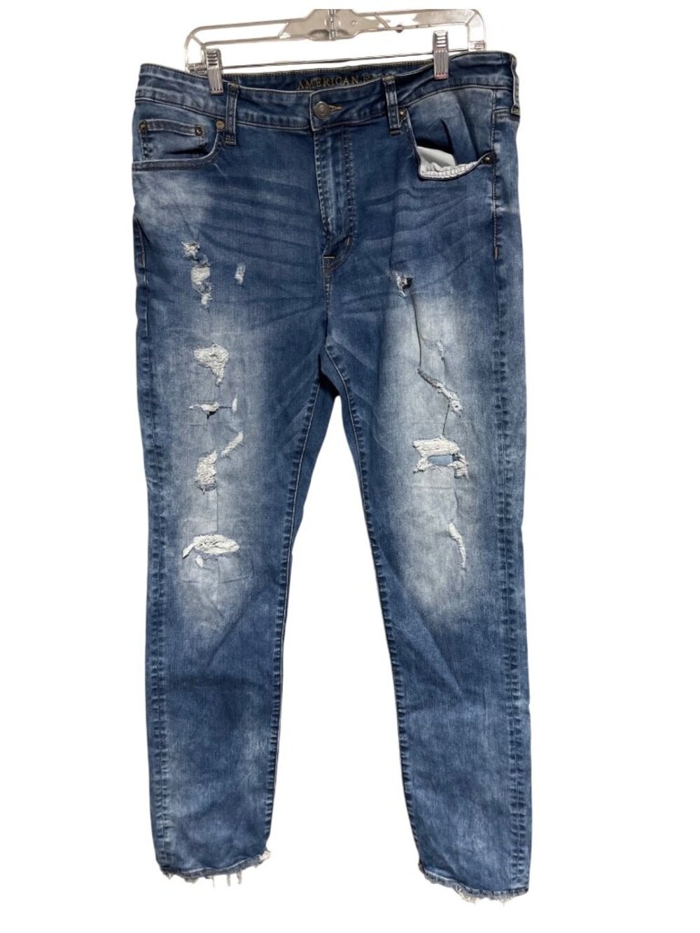 American Eagle Mens Slim Jeans Distressed Extreme Flex Size 36 Destroyed Grunge